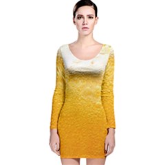 Texture Pattern Macro Glass Of Beer Foam White Yellow Long Sleeve Velvet Bodycon Dress by uniart180623