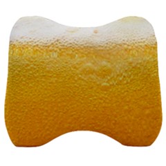 Texture Pattern Macro Glass Of Beer Foam White Yellow Velour Head Support Cushion by uniart180623