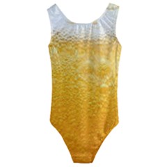 Texture Pattern Macro Glass Of Beer Foam White Yellow Kids  Cut-out Back One Piece Swimsuit by uniart180623