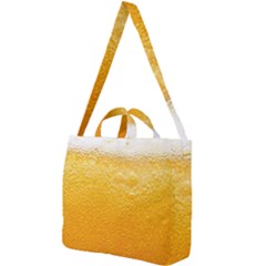 Texture Pattern Macro Glass Of Beer Foam White Yellow Square Shoulder Tote Bag by uniart180623