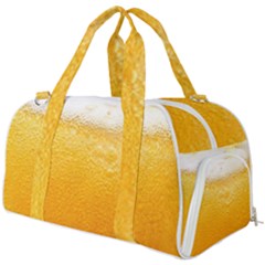 Texture Pattern Macro Glass Of Beer Foam White Yellow Burner Gym Duffel Bag by uniart180623