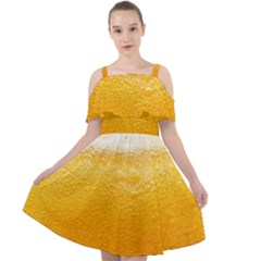 Texture Pattern Macro Glass Of Beer Foam White Yellow Cut Out Shoulders Chiffon Dress by uniart180623