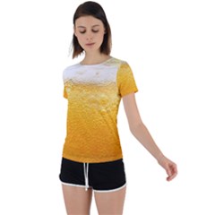 Texture Pattern Macro Glass Of Beer Foam White Yellow Back Circle Cutout Sports Tee by uniart180623