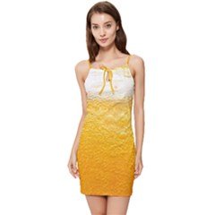 Texture Pattern Macro Glass Of Beer Foam White Yellow Summer Tie Front Dress by uniart180623