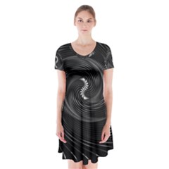 Abstract Mandala Twirl Short Sleeve V-neck Flare Dress