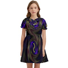 Manadala Twirl Abstract Kids  Bow Tie Puff Sleeve Dress by uniart180623