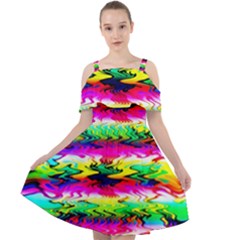 Waves Of Color Cut Out Shoulders Chiffon Dress by uniart180623