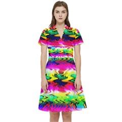 Waves Of Color Short Sleeve Waist Detail Dress by uniart180623