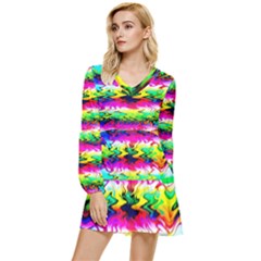 Waves Of Color Tiered Long Sleeve Mini Dress by uniart180623