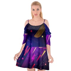 Colorful Abstract Background Creative Digital Art Colorful Geometric Artwork Cutout Spaghetti Strap Chiffon Dress by uniart180623