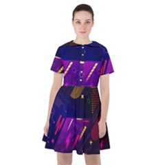 Colorful Abstract Background Creative Digital Art Colorful Geometric Artwork Sailor Dress by uniart180623