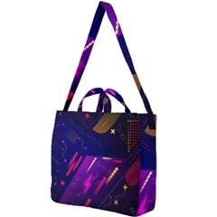 Colorful Abstract Background Creative Digital Art Colorful Geometric Artwork Square Shoulder Tote Bag by uniart180623