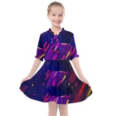 Colorful Abstract Background Creative Digital Art Colorful Geometric Artwork Kids  All Frills Chiffon Dress by uniart180623