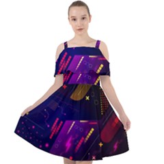 Colorful Abstract Background Creative Digital Art Colorful Geometric Artwork Cut Out Shoulders Chiffon Dress by uniart180623