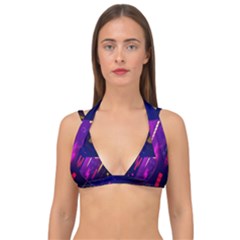 Colorful Abstract Background Creative Digital Art Colorful Geometric Artwork Double Strap Halter Bikini Top by uniart180623