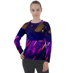 Colorful Abstract Background Creative Digital Art Colorful Geometric Artwork Women s Long Sleeve Raglan Tee