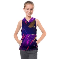 Colorful Abstract Background Creative Digital Art Colorful Geometric Artwork Kids  Sleeveless Hoodie by uniart180623