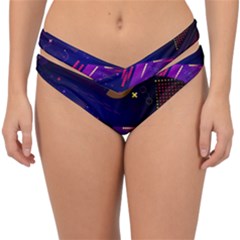 Colorful Abstract Background Creative Digital Art Colorful Geometric Artwork Double Strap Halter Bikini Bottoms by uniart180623