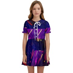 Colorful Abstract Background Creative Digital Art Colorful Geometric Artwork Kids  Sweet Collar Dress by uniart180623