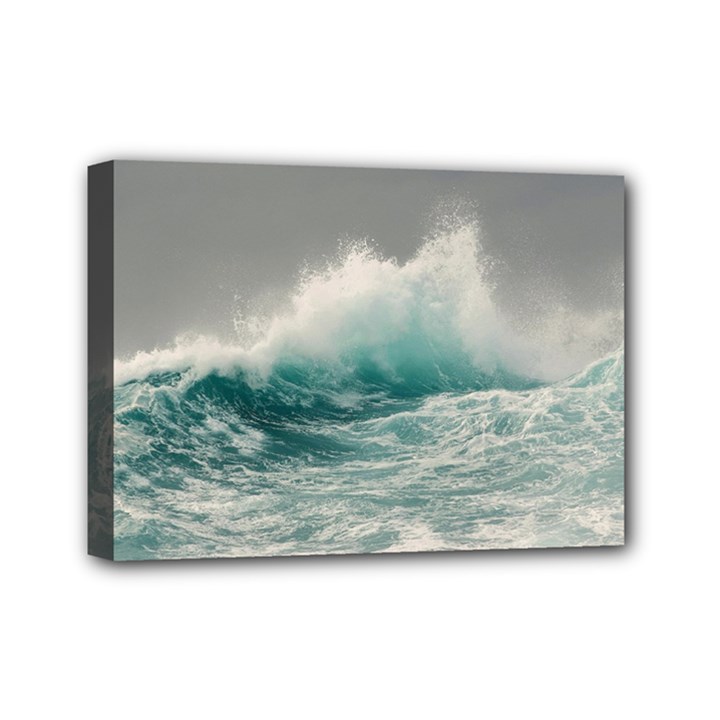 Big Storm Wave Mini Canvas 7  x 5  (Stretched)