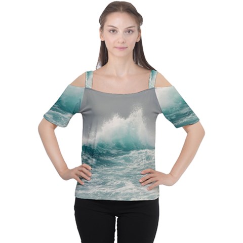 Big Storm Wave Cutout Shoulder Tee by uniart180623