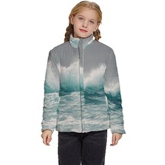 Big Storm Wave Kids  Puffer Bubble Jacket Coat by uniart180623