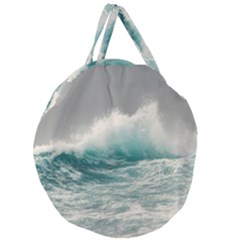 Big Storm Wave Giant Round Zipper Tote by uniart180623