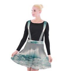 Big Storm Wave Suspender Skater Skirt by uniart180623