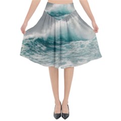 Big Storm Wave Flared Midi Skirt by uniart180623