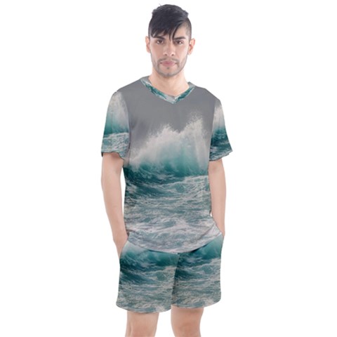 Big Storm Wave Men s Mesh Tee And Shorts Set by uniart180623