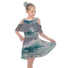 Big Storm Wave Kids  Shoulder Cutout Chiffon Dress by uniart180623