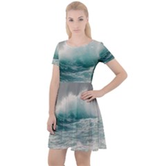 Big Storm Wave Cap Sleeve Velour Dress  by uniart180623