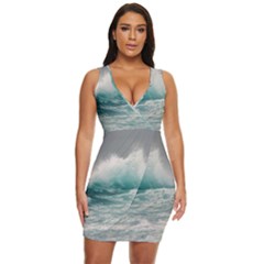 Big Storm Wave Draped Bodycon Dress by uniart180623