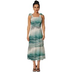 Big Storm Wave Tie-strap Tiered Midi Chiffon Dress by uniart180623