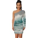 Big Storm Wave Long Sleeve One Shoulder Mini Dress View1