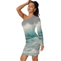 Big Storm Wave Long Sleeve One Shoulder Mini Dress View2