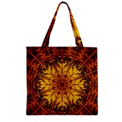 Abstract Gold Mandala Yellow Zipper Grocery Tote Bag