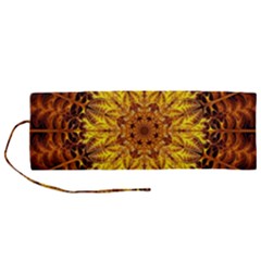 Abstract Gold Mandala Yellow Roll Up Canvas Pencil Holder (m) by uniart180623