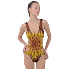 Abstract Gold Mandala Yellow Side Cut Out Swimsuit by uniart180623