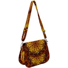 Abstract Gold Mandala Yellow Saddle Handbag by uniart180623