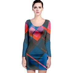 Minimalist Abstract Shaping Abstract Digital Art Minimalism Long Sleeve Bodycon Dress by uniart180623