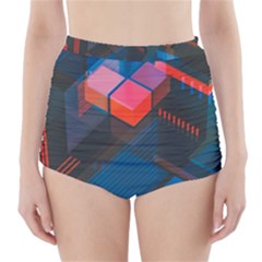 Minimalist Abstract Shaping Abstract Digital Art Minimalism High-waisted Bikini Bottoms by uniart180623