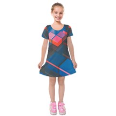 Minimalist Abstract Shaping Abstract Digital Art Minimalism Kids  Short Sleeve Velvet Dress by uniart180623