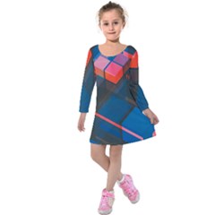 Minimalist Abstract Shaping Abstract Digital Art Minimalism Kids  Long Sleeve Velvet Dress by uniart180623