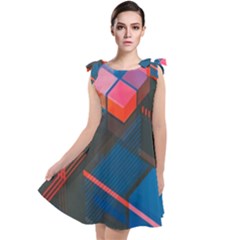 Minimalist Abstract Shaping Abstract Digital Art Minimalism Tie Up Tunic Dress by uniart180623