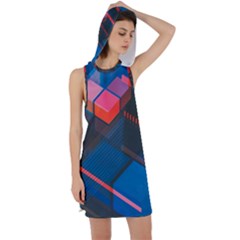 Minimalist Abstract Shaping Abstract Digital Art Minimalism Racer Back Hoodie Dress by uniart180623