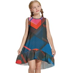 Minimalist Abstract Shaping Abstract Digital Art Minimalism Kids  Frill Swing Dress by uniart180623