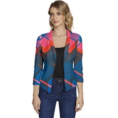 Minimalist Abstract Shaping Abstract Digital Art Minimalism Women s Casual 3/4 Sleeve Spring Jacket