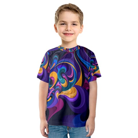 Colorful Waves Abstract Waves Curves Art Abstract Material Material Design Kids  Sport Mesh Tee by uniart180623