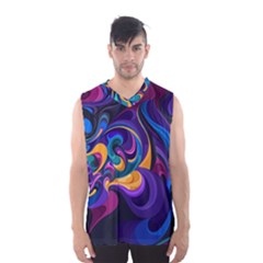 Colorful Waves Abstract Waves Curves Art Abstract Material Material Design Men s Basketball Tank Top by uniart180623